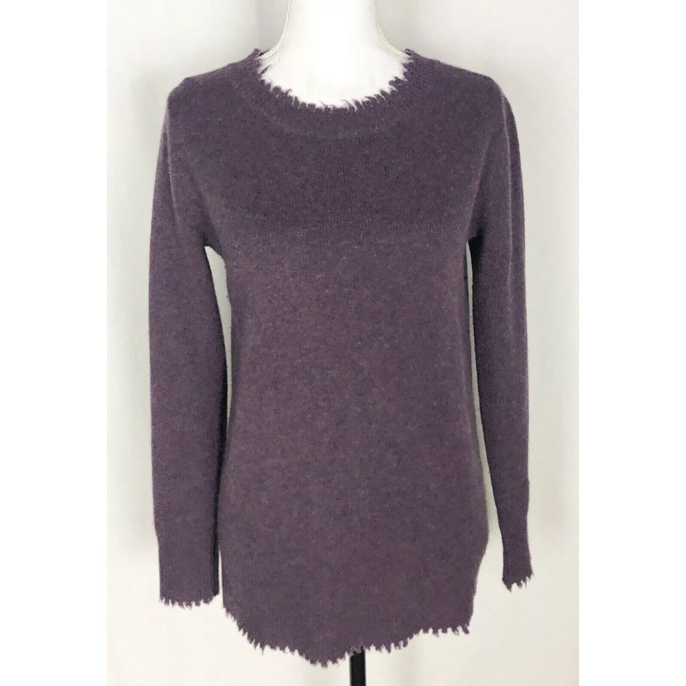 The Cashmere Project Plum Color‎ Soft Sweater Size XS Distressed Hem Style